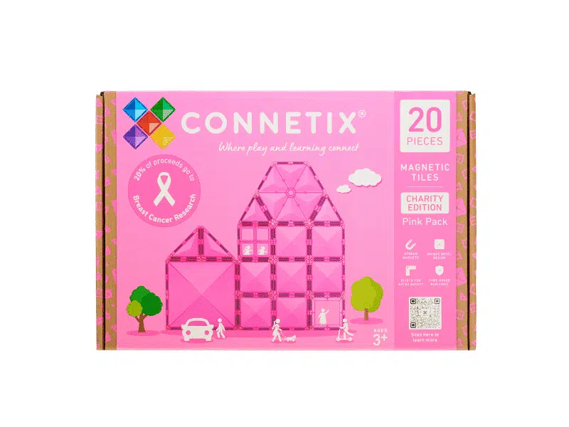 Connetix Tuiles Magnétiques – Coffret caritatif Édition rose 20 morceaux