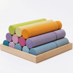 Cylindres de construction (pastel) 25 morceaux – Grimm’s
