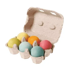 6 balles en bois pastel dans une boite d&rsquo;oeufs – Grimm&rsquo;s