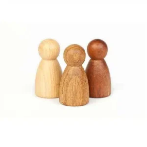 3 Personnages en bois naturels diversifiés – Grapat