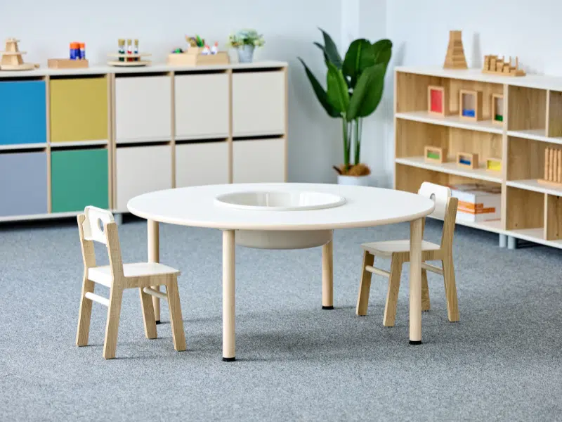 Plateau de table circulaire avec trou central – Bois naturel ou blanc – 120 x 120 – Image 6