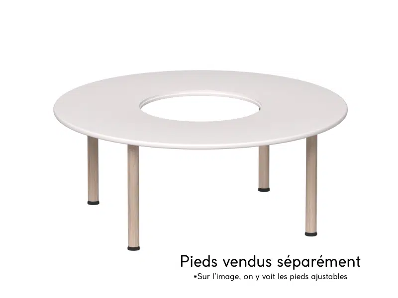 Plateau de table circulaire avec trou central – Bois naturel ou blanc – 120 x 120 – Image 4