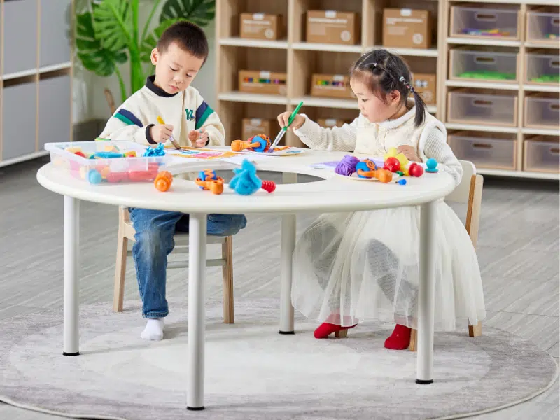 Plateau de table circulaire avec trou central – Bois naturel ou blanc – 120 x 120 – Image 2