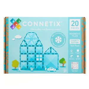 Connetix Tuiles Magnétiques – Coffret caritatif Édition bleu turquoise 20 morceaux