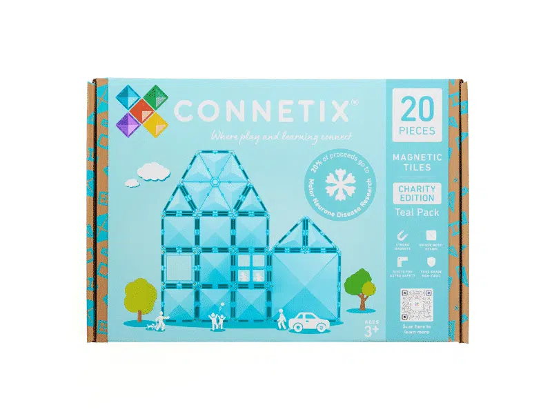 Connetix Tuiles Magnétiques – Coffret caritatif Édition bleu turquoise 20 morceaux