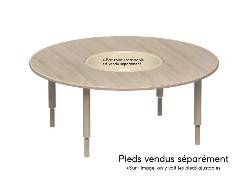 Plateau de table circulaire avec trou central – Bois naturel ou blanc – 120 x 120 – Image 5