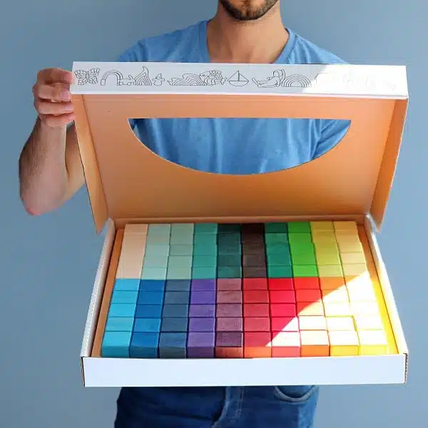 Très grand ensemble de construction en bois – 100 Cubes – Grimm’s – Image 3