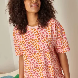Pyjama Long coton bio – Leopard Rose