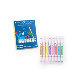 8 feutres tampons 2 en 1 | Les Loufoques