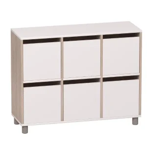 Meuble de rangement fermé avec portes – 6 compartiments et 2 étages