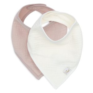 Bavoir Bandana lot de 2 gaze de coton | Wild rose Oatmeal