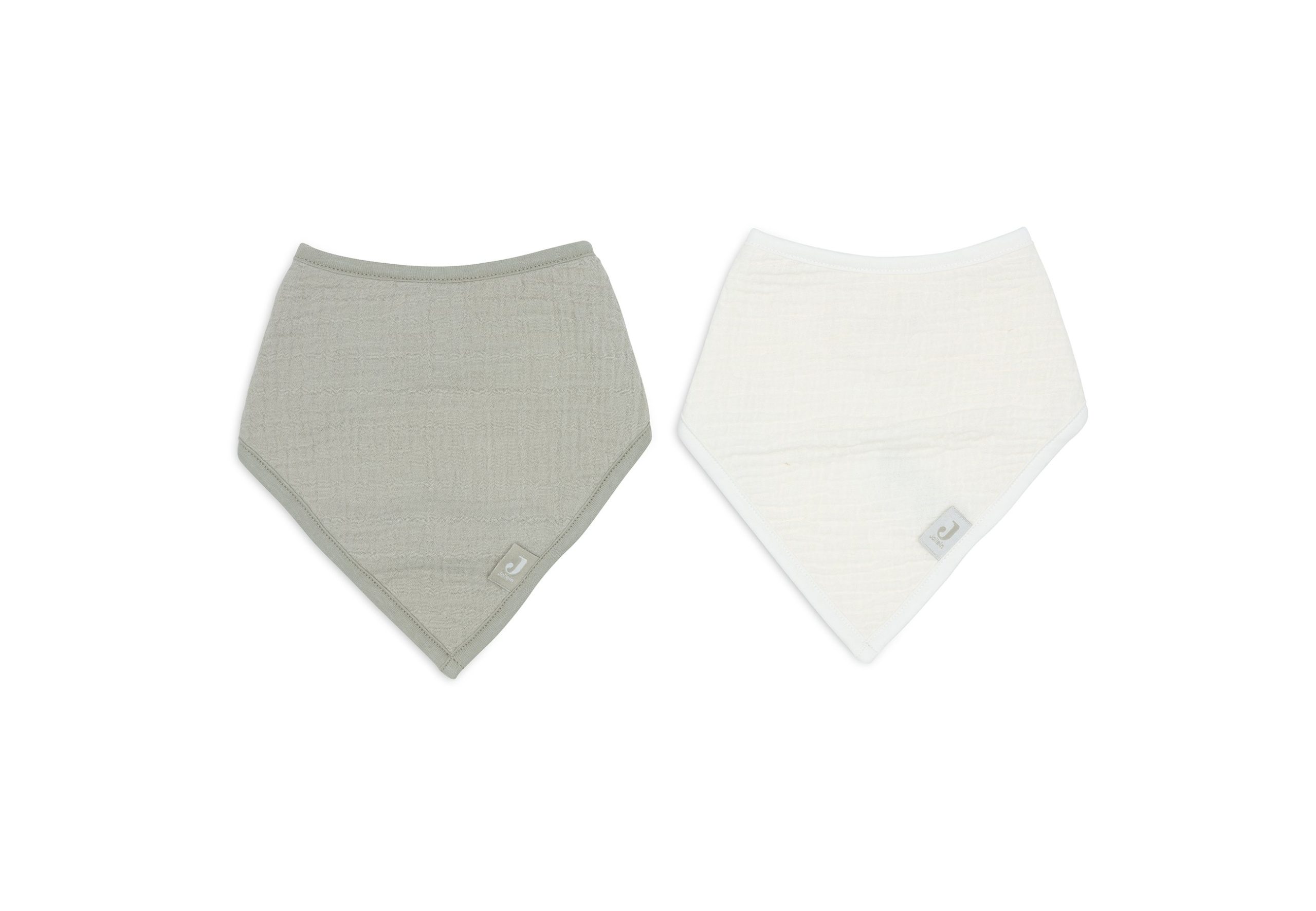 Bavoir Bandana lot de 2 gaze de coton | Olive green Oatmeal – Image 2