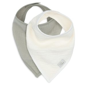 Bavoir Bandana lot de 2 gaze de coton | Olive green Oatmeal