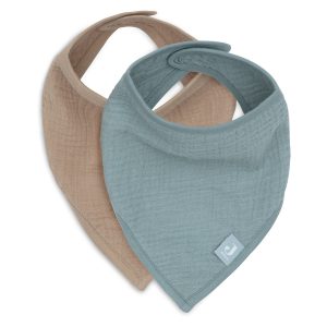 Bavoir Bandana lot de 2 gaze de coton | Sea Green Biscuit