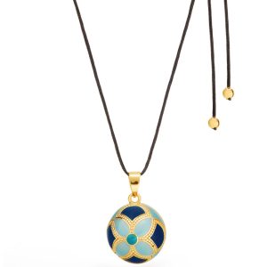 Bola de grossesse email multicolore doré à l’or fin 18 carats