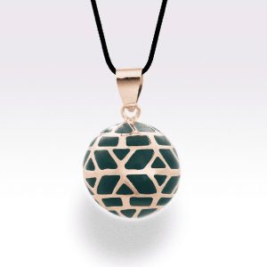 Bola de grossesse email vert doré à l’or fin 18 carats