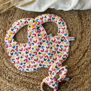 Coffret de naissance 2 bavoirs/hochet dentition