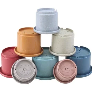 Gobelets multicolores à empiler en paille de blé recyclée