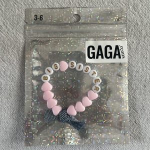 Bracelet enfant BIG SISTER – Rose pastel, Blanc doré & Jean