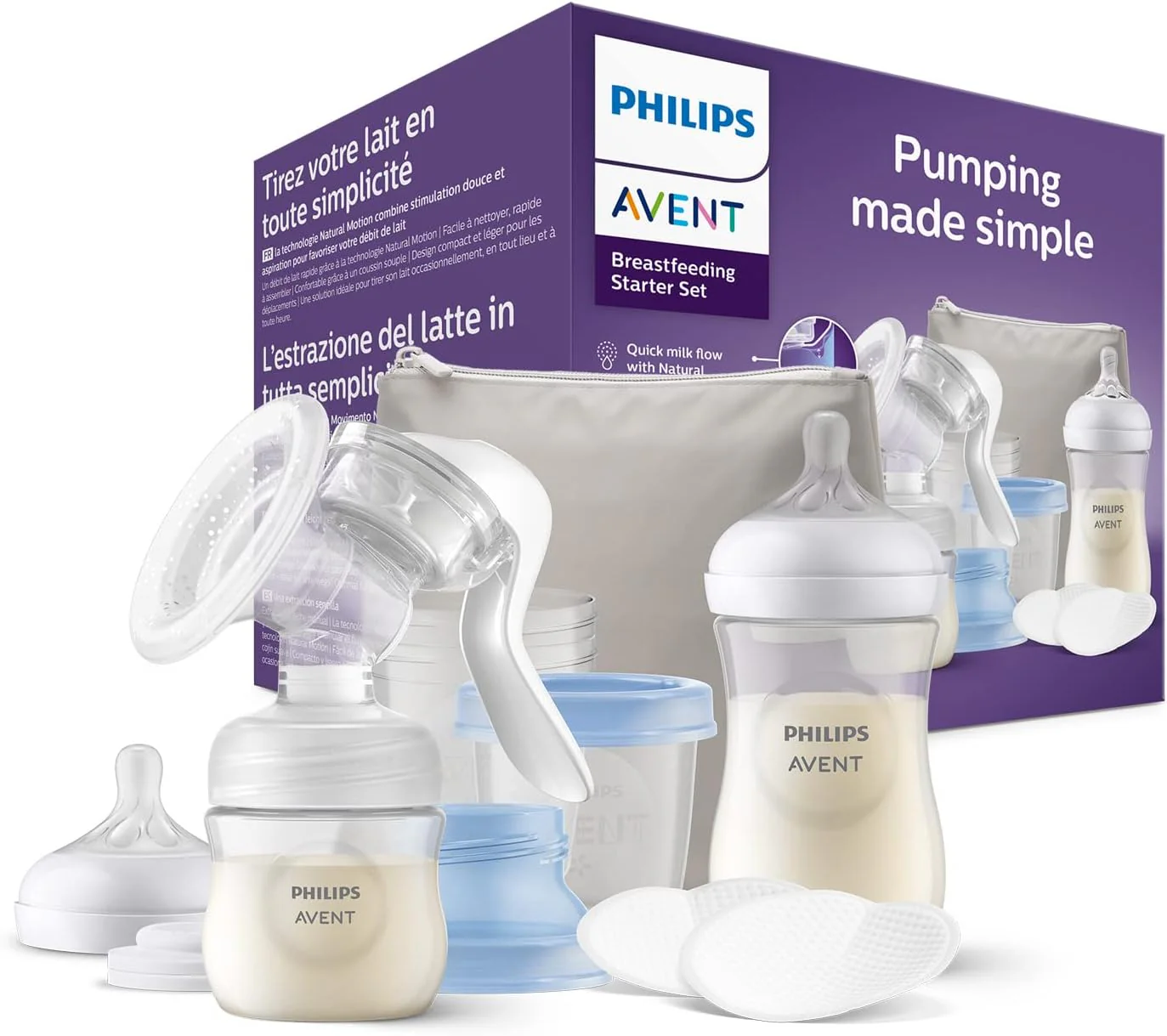 AVENT : kit spécial allaitement mixte : tire-lait manuel Natural Motion