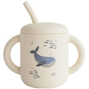 Tasse en silicone avec paille baleine