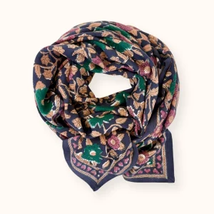 Big Foulard Latika coeur | Navy forest