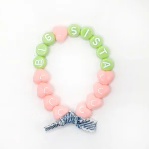 Bracelet enfant BIG SISTER  – Rose candy, citron vert & Jean