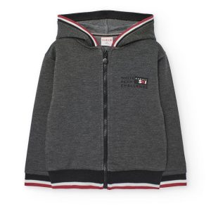 Sweat zippé gris à capuche