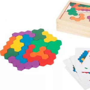 Jeu éducatif puzzle en bois hexagone 3a+