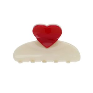 Pince coeur rouge ecru