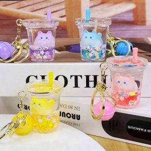 Porte-clés Bubble-Tea Chat Jaune