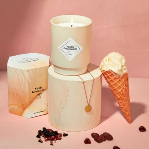 Vanille gourmande | Bougie bijoux – bracelet en laiton argenté