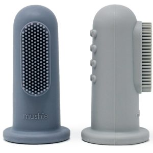 Lot de 2 brosses à dents à doigts tradewinds/powder blue Mushie