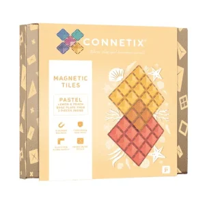 Connetix Tuiles Magnétiques – Plaques de base pastel (citron et pêche)