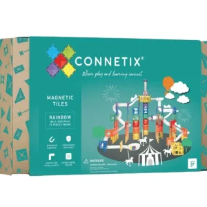 Connetix Tuiles Magnétiques – Ensemble Parcours de balles 92 Morceaux Arc-en-ciel