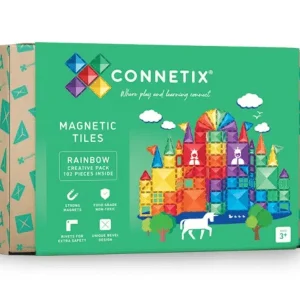 Connetix Tuiles Magnétiques – Ensemble Créatif 102 morceaux Arc-en-ciel