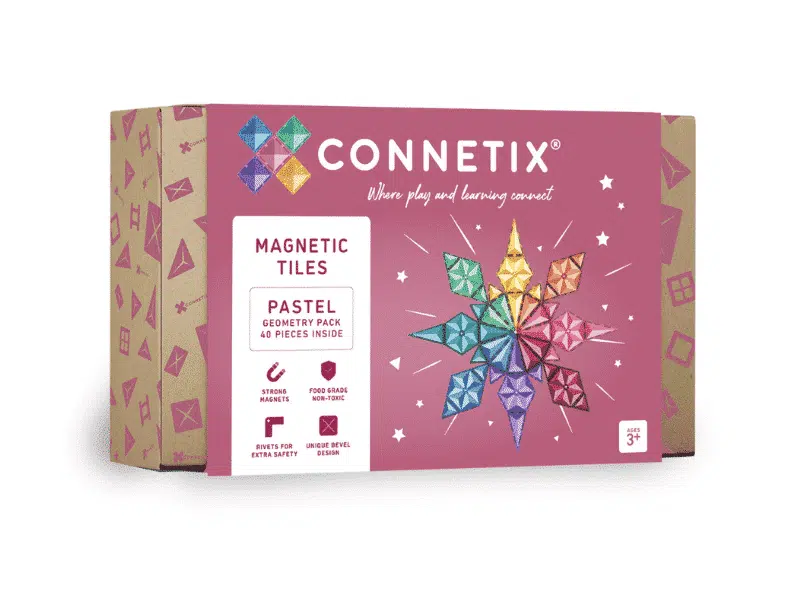 Connetix Tuiles Magnétiques – Ensemble géométrique Pastel 40 morceaux