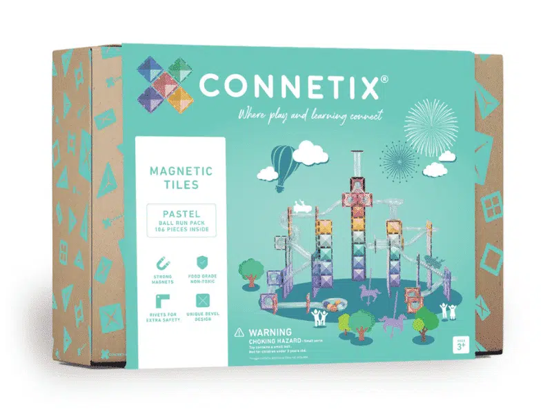 Connetix Tuiles Magnétiques – Ensemble Parcours de balles 106 Morceaux Pastel