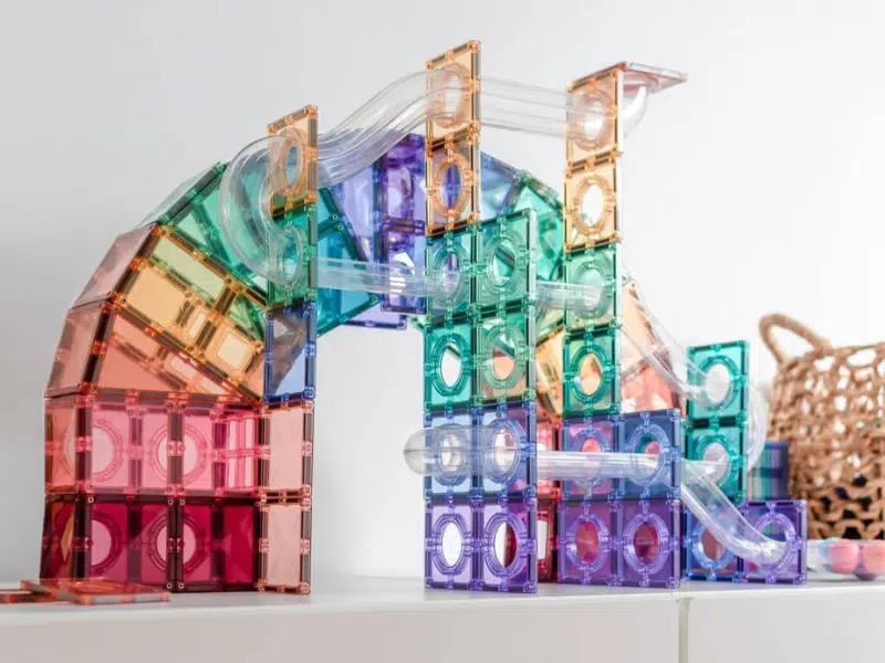 Connetix Tuiles Magnétiques – Ensemble Parcours de balles 106 Morceaux Pastel – Image 2