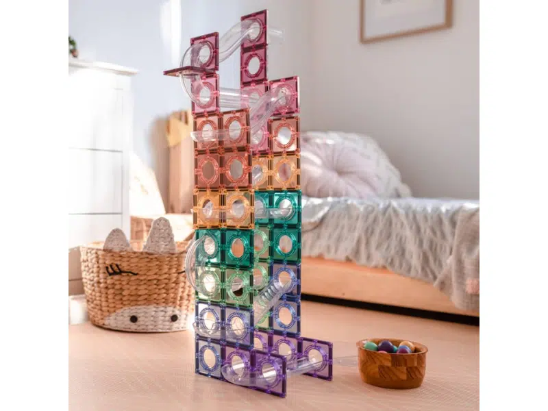 Connetix Tuiles Magnétiques – Ensemble Parcours de balles 106 Morceaux Pastel – Image 8