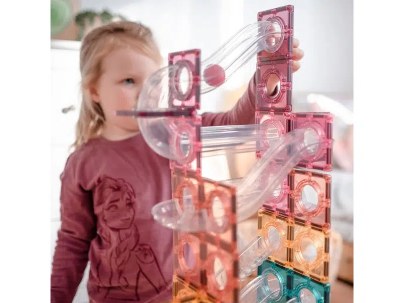 Connetix Tuiles Magnétiques – Ensemble Parcours de balles 106 Morceaux Pastel – Image 3