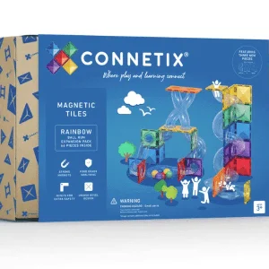 Connetix Tuiles Magnétiques – Ensemble Parcours de balles 66 Morceaux Arc-en-ciel