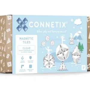 Connetix Tuiles MagnĂ©tiques – Ensemble de formes Transparent 24 morceaux