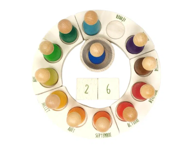 Calendrier perpétuel et 12 personnages en bois (en français) – Grapat