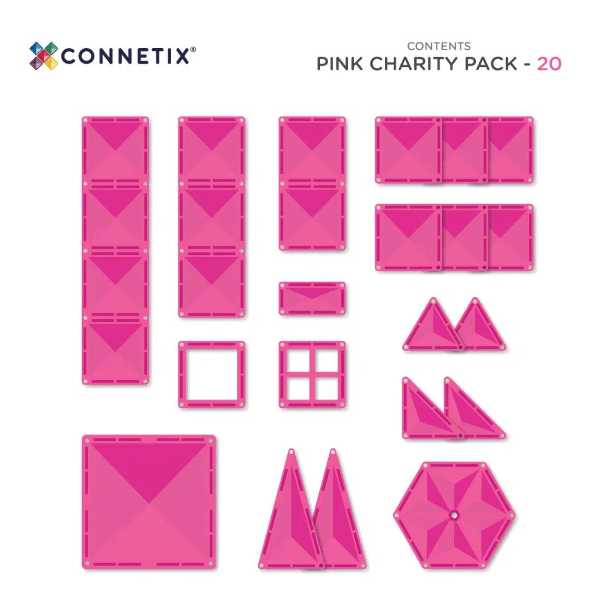 Connetix Tuiles Magnétiques – Coffret caritatif Édition rose 20 morceaux – Image 4