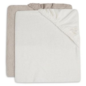 Lot de 2 Housses de Matelas à Langer éponge – Ivoire & Nougat