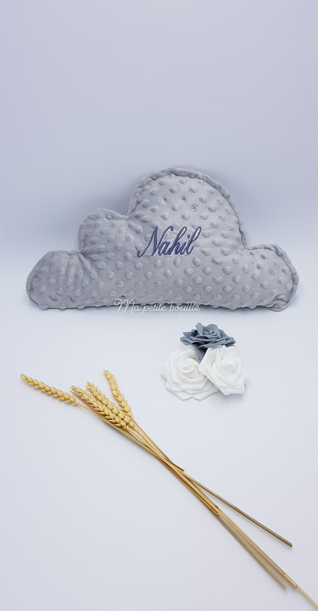 Coussin Nuage Minky Bleu – Image 3