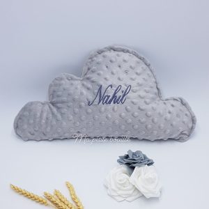 Coussin Nuage Minky Gris