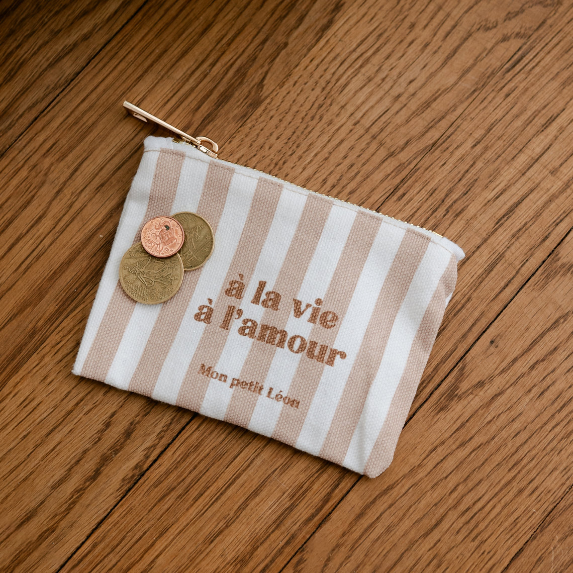 Porte-Monnaie RAYÉ | Beige À LA VIE À L’AMOUR
