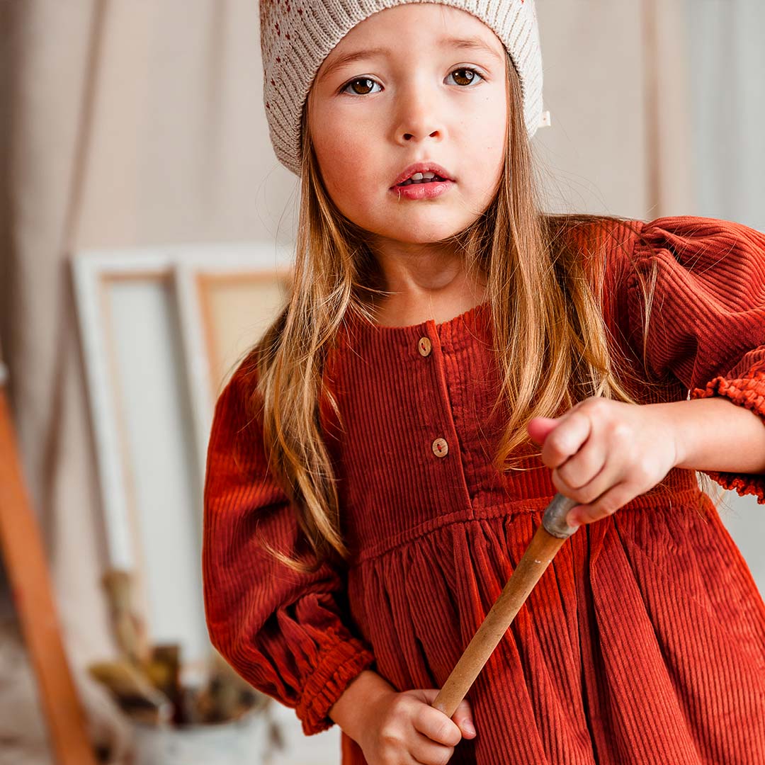 Robe MELLIE en velours côtelé | Rouge – Image 2